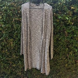 Grey Knit Side Slit Long Cardigan